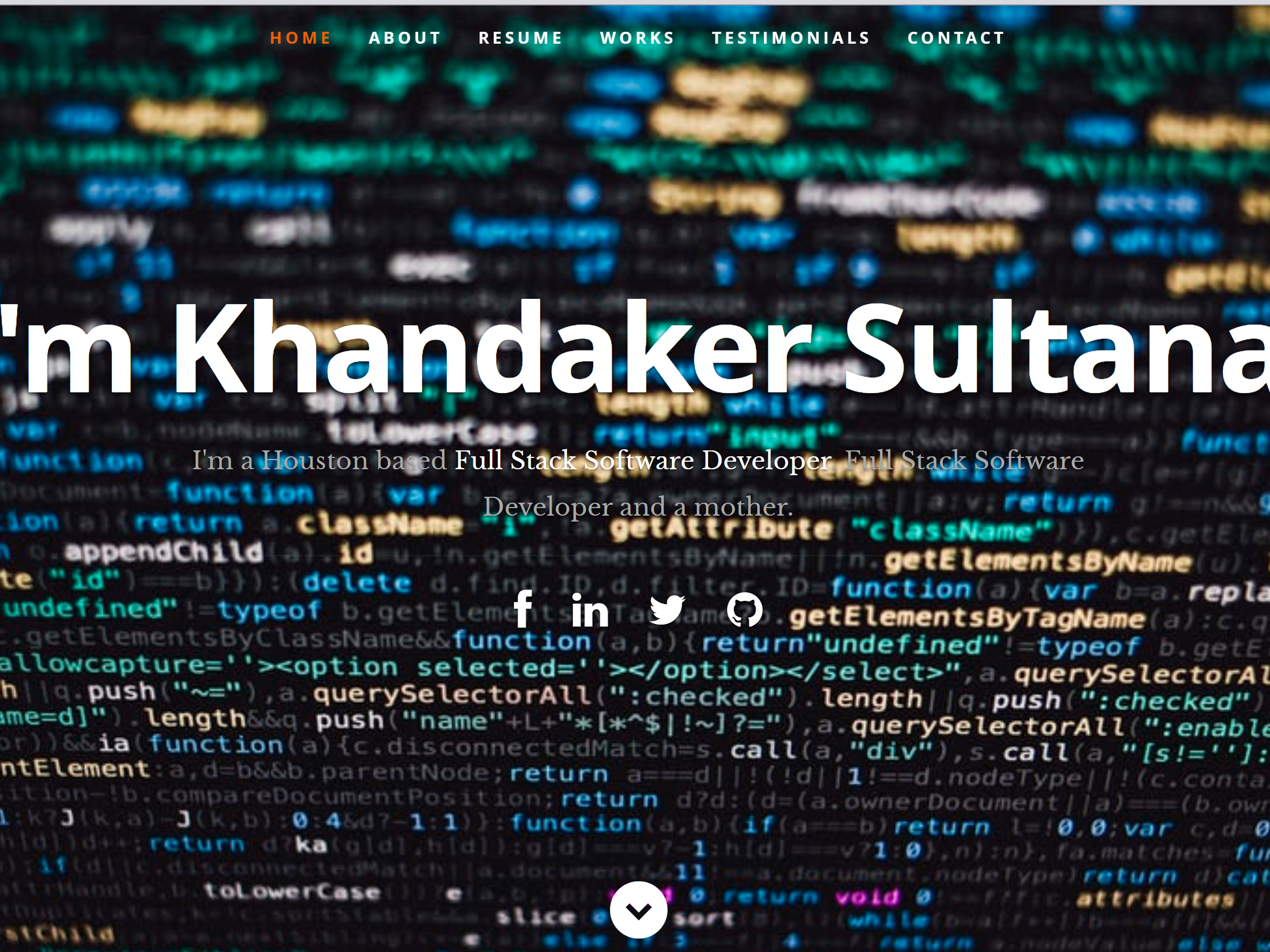 screenshot of react portfolio project